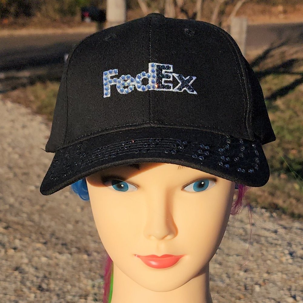 Ladies Black Fed Ex BLING Hat NEW